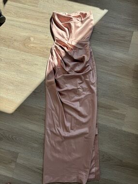 House of CB Strapless Satin Maxi Dress - Blush Pink